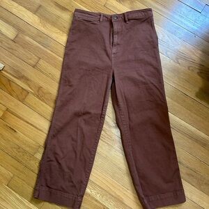 Quince Organic Stretch Cotton Twill Straight Leg Cropped Pants in Rust